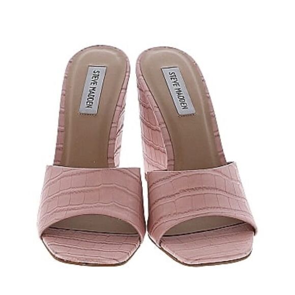 NWOB Steve Madden Women’s Veles Pink Croc Embossed Wedge 4” Heel - Size - Picture 8 of 8